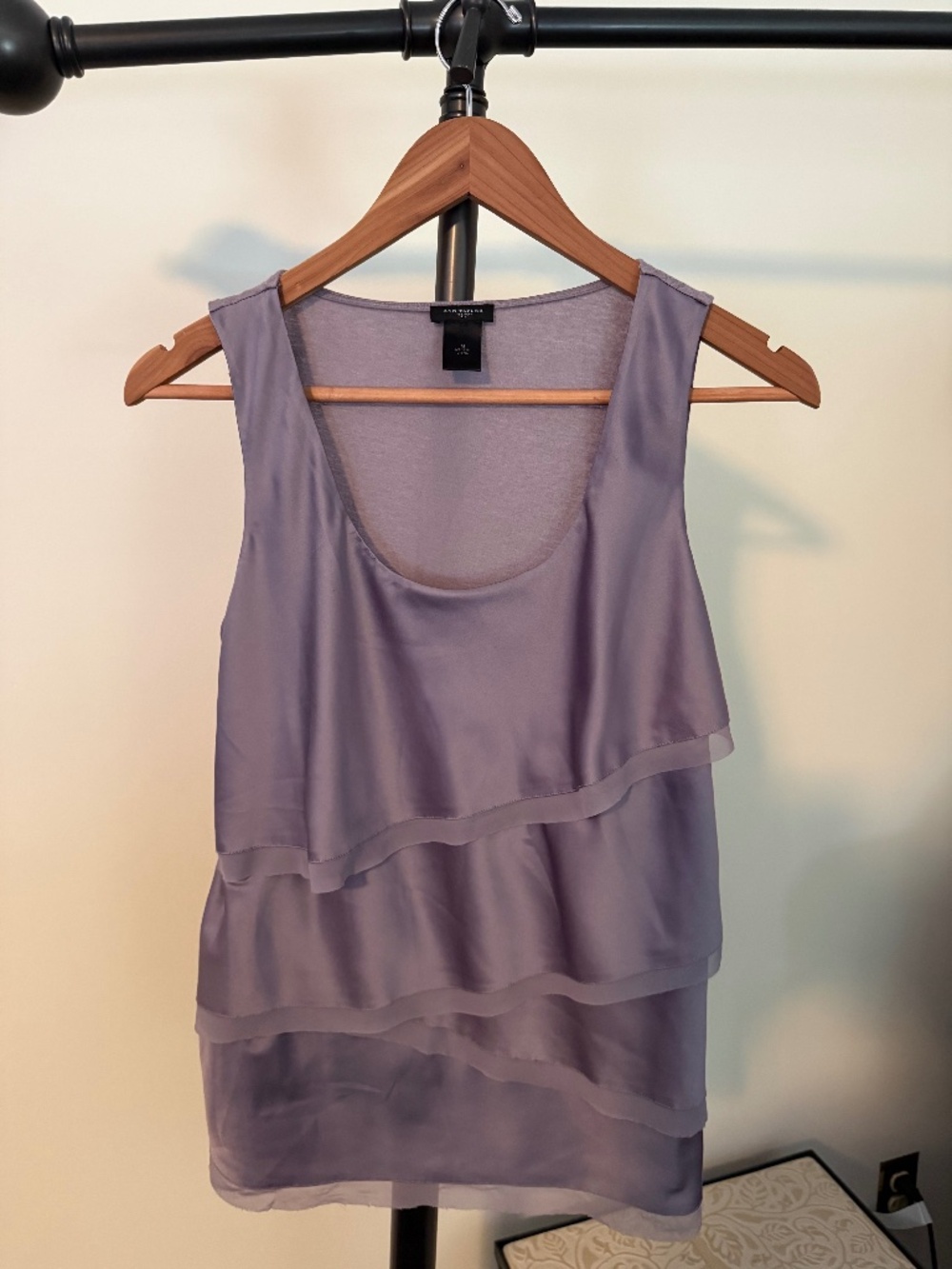 Ann Taylor Lavender Purple Tiered Layered Chiffon Sleeveless Tank Blouse - Sz M
